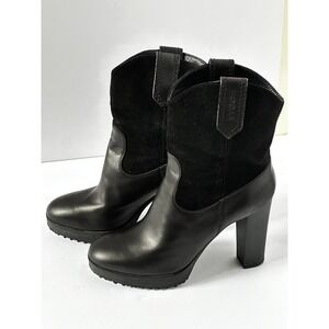 Size 38.5 EU / US 8 Women's HOGAN Black Suede/Leather Modern Cowboy boot